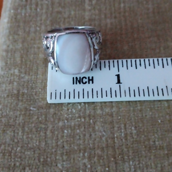 925 Silver Vine Cut Out Stone Ring - Picture 5 of 9